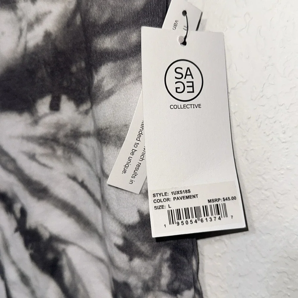 Sage‎ Collective Tie Dye Lounge Shorts Pavement Grey White Drawstring Large NEW
